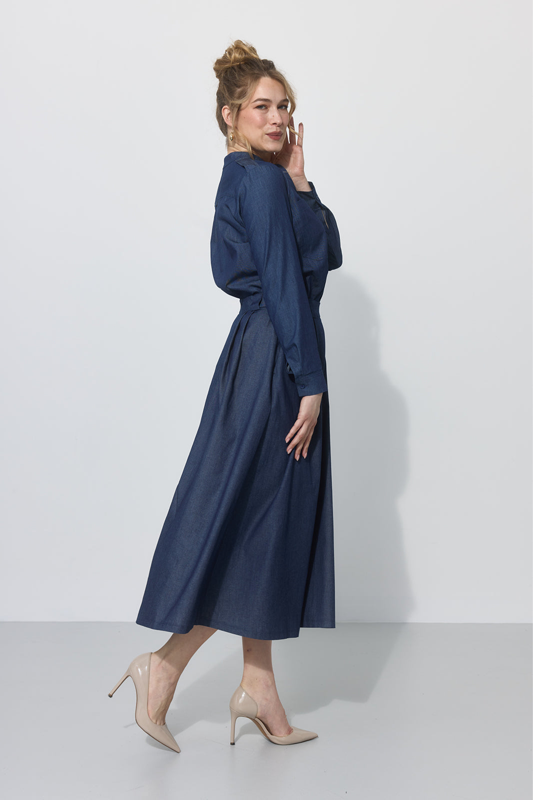 SPÓDNICA GARNITUROWA 7/8 navy blue jeans