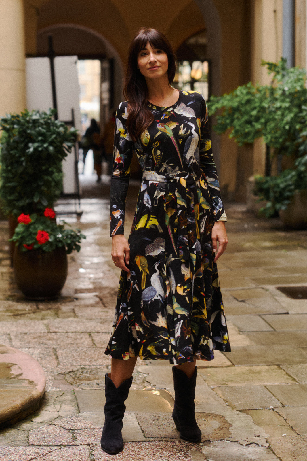 Sukienka KLIN LADY print ptaki Warszawy