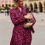 Sukienka MON AMOUR print leo pink & black