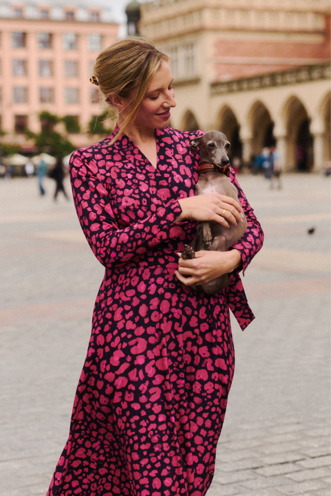 Sukienka MON AMOUR print leo pink & black