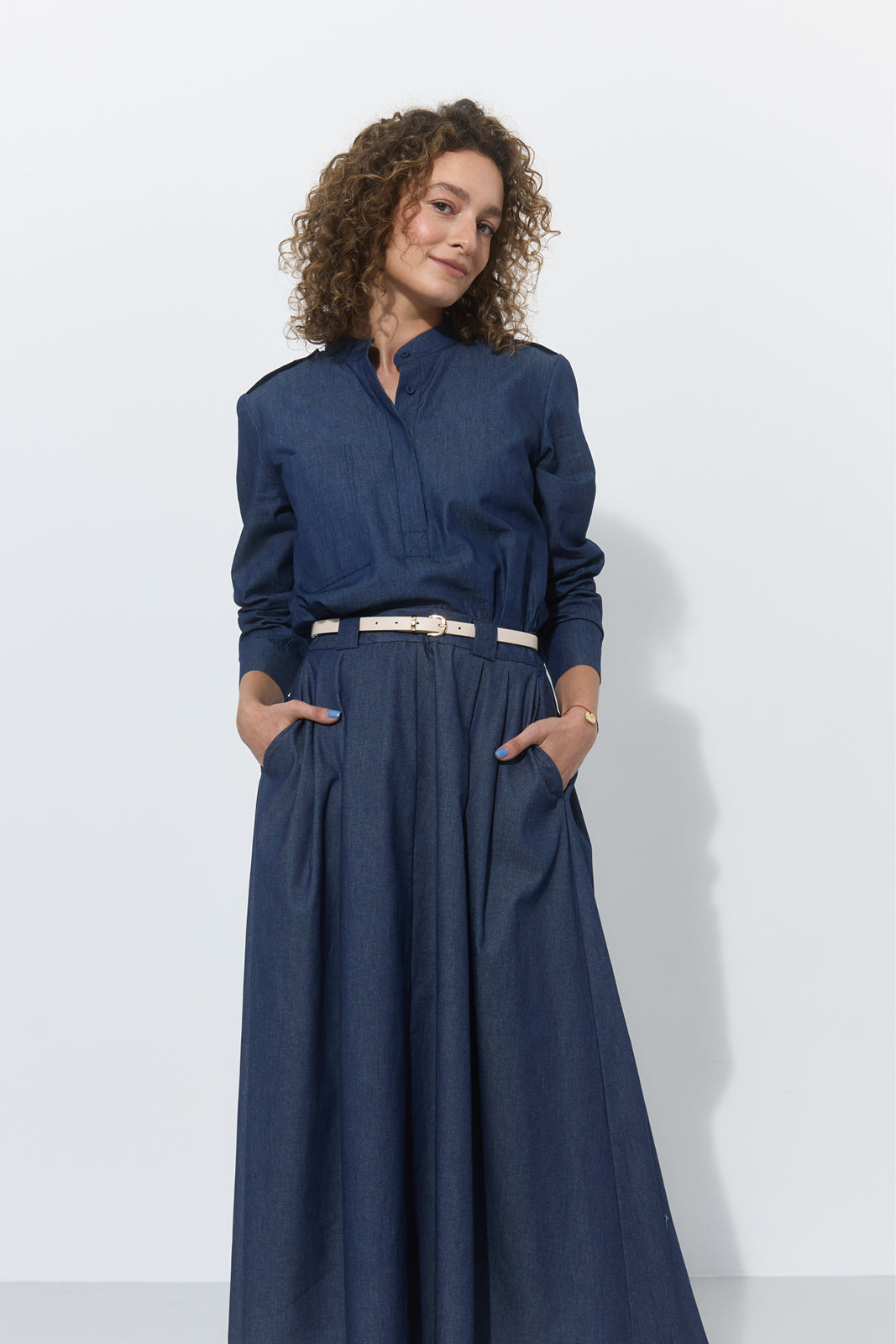 SPÓDNICA GARNITUROWA 7/8 navy blue jeans