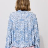 SHIRT ROMANTIC folk cut-outs print blue