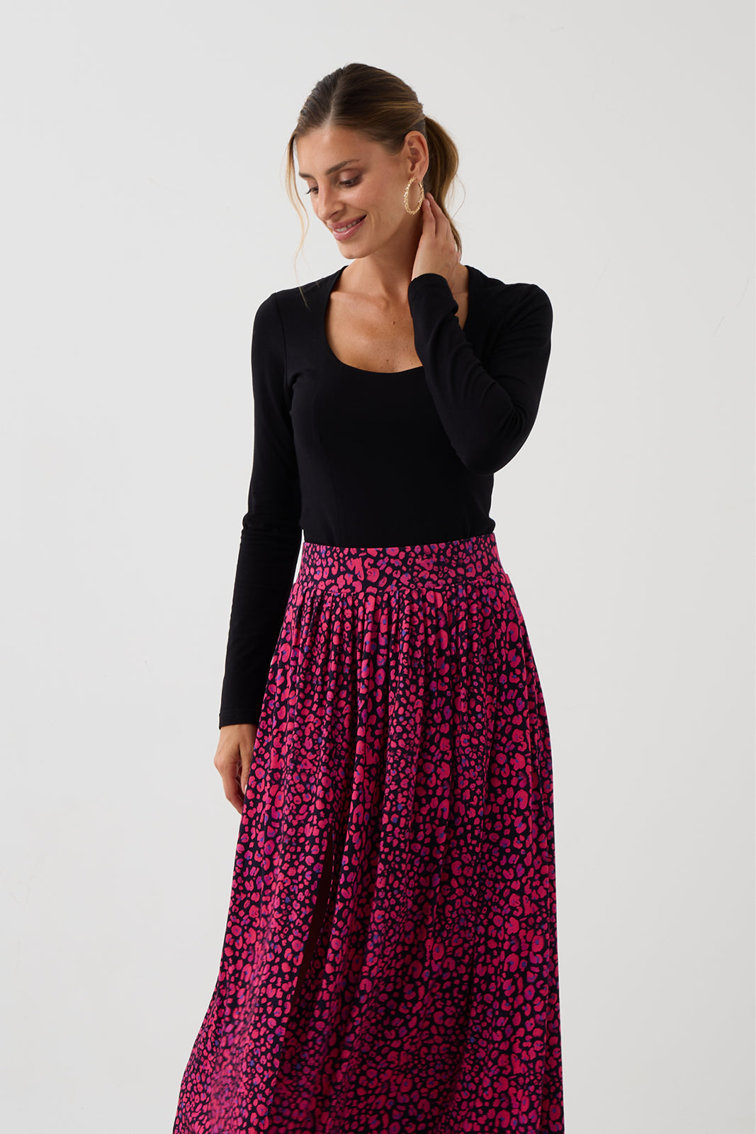 Spódnica HIGH RISK print mini leo pink & art blue