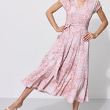 Dress TOSKANIA folk cut-out print pink