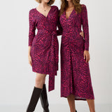 Sukienka BOGINI PRZED KOLANO print mini leo pink & art blue