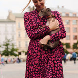 Sukienka MON AMOUR print leo pink & black