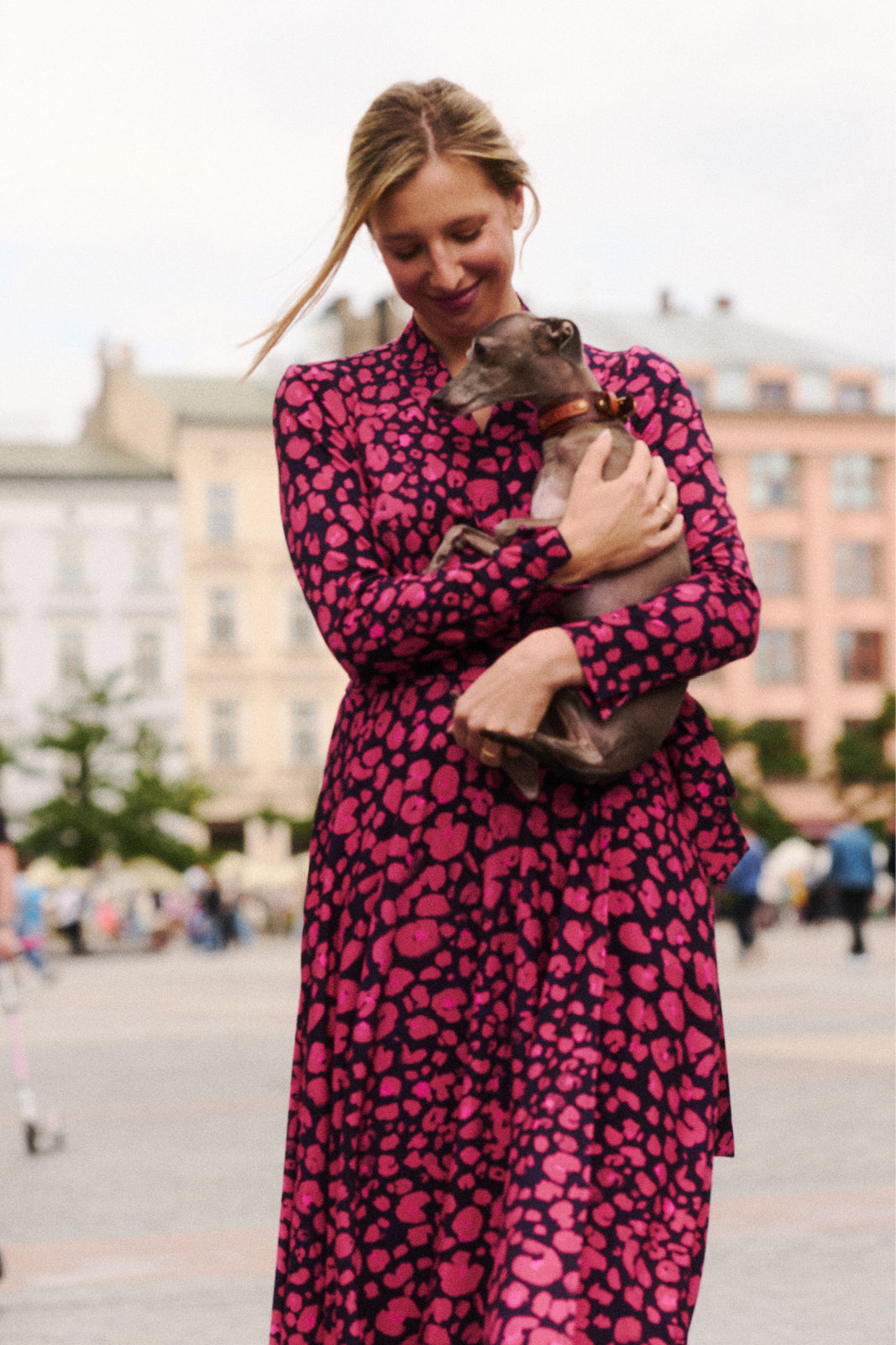 Sukienka MON AMOUR print leo pink & black