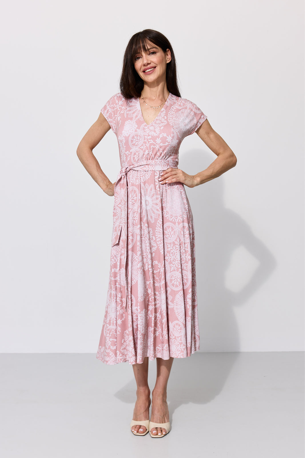Dress TOSKANIA folk cut-out print pink