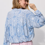 SHIRT ROMANTIC folk cut-outs print blue