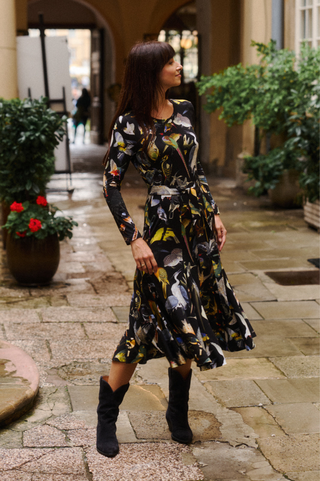 Sukienka KLIN LADY print ptaki Warszawy
