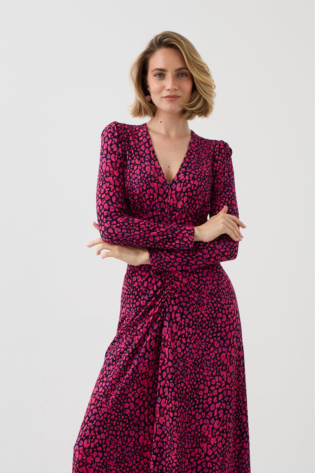 Sukienka MUSE print mini leo pink & art blue