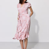 Dress TOSKANIA folk cut-out print pink
