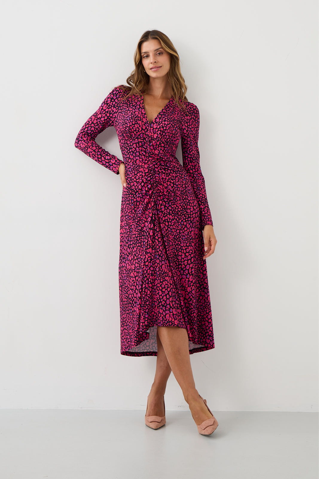 Sukienka MUSE print mini leo pink & art blue