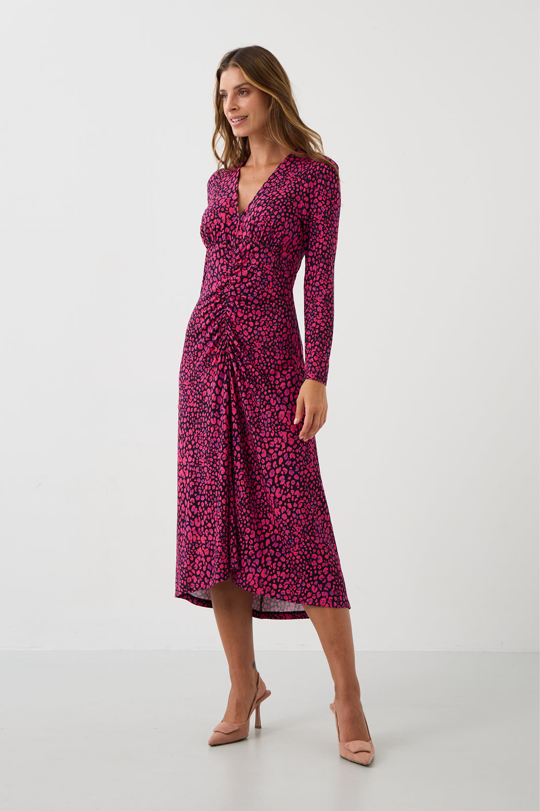 Sukienka MUSE print mini leo pink & art blue