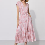 Dress TOSKANIA folk cut-out print pink