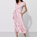 Dress TOSKANIA folk cut-out print pink