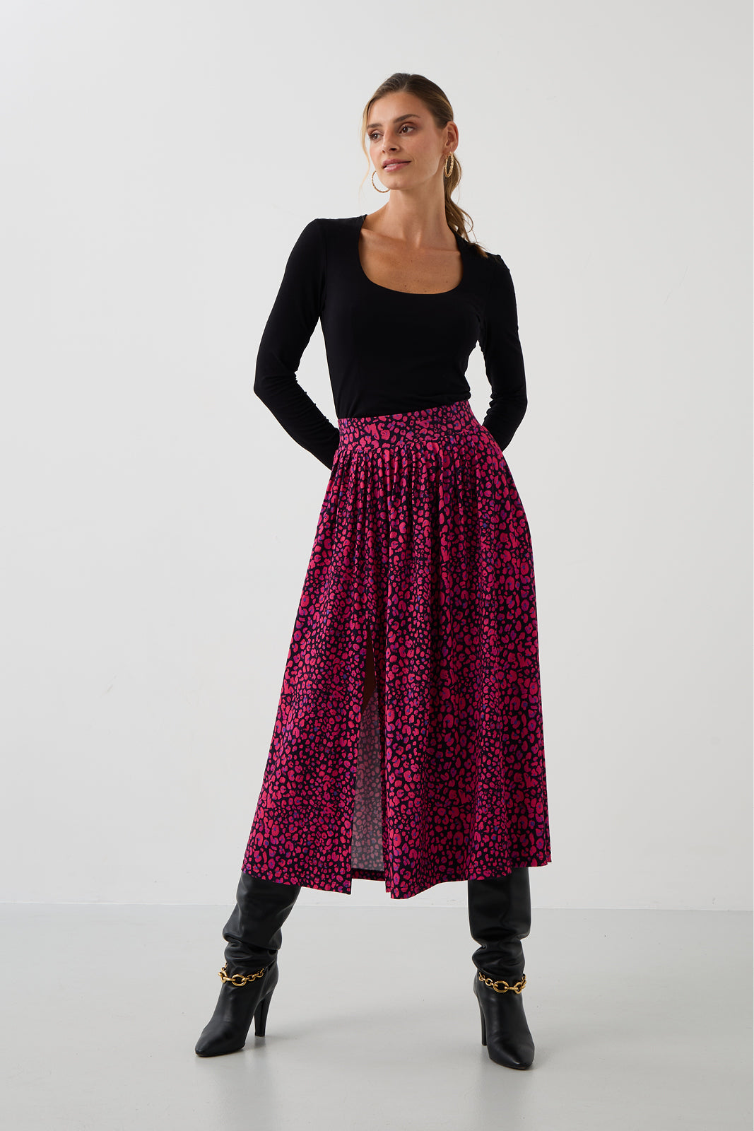 Spódnica HIGH RISK print mini leo pink & art blue