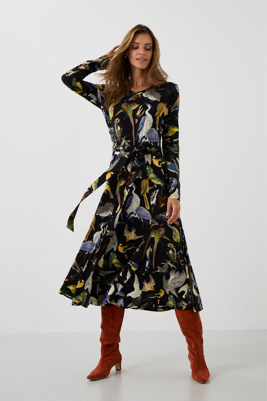 Sukienka KLIN LADY print ptaki Warszawy