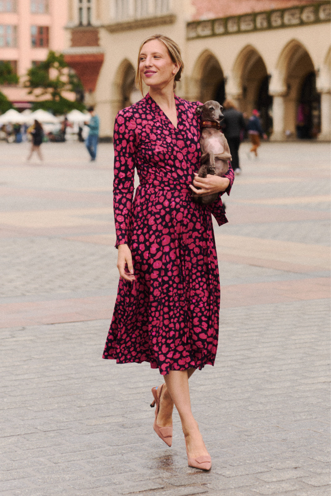 Sukienka MON AMOUR print leo pink & black