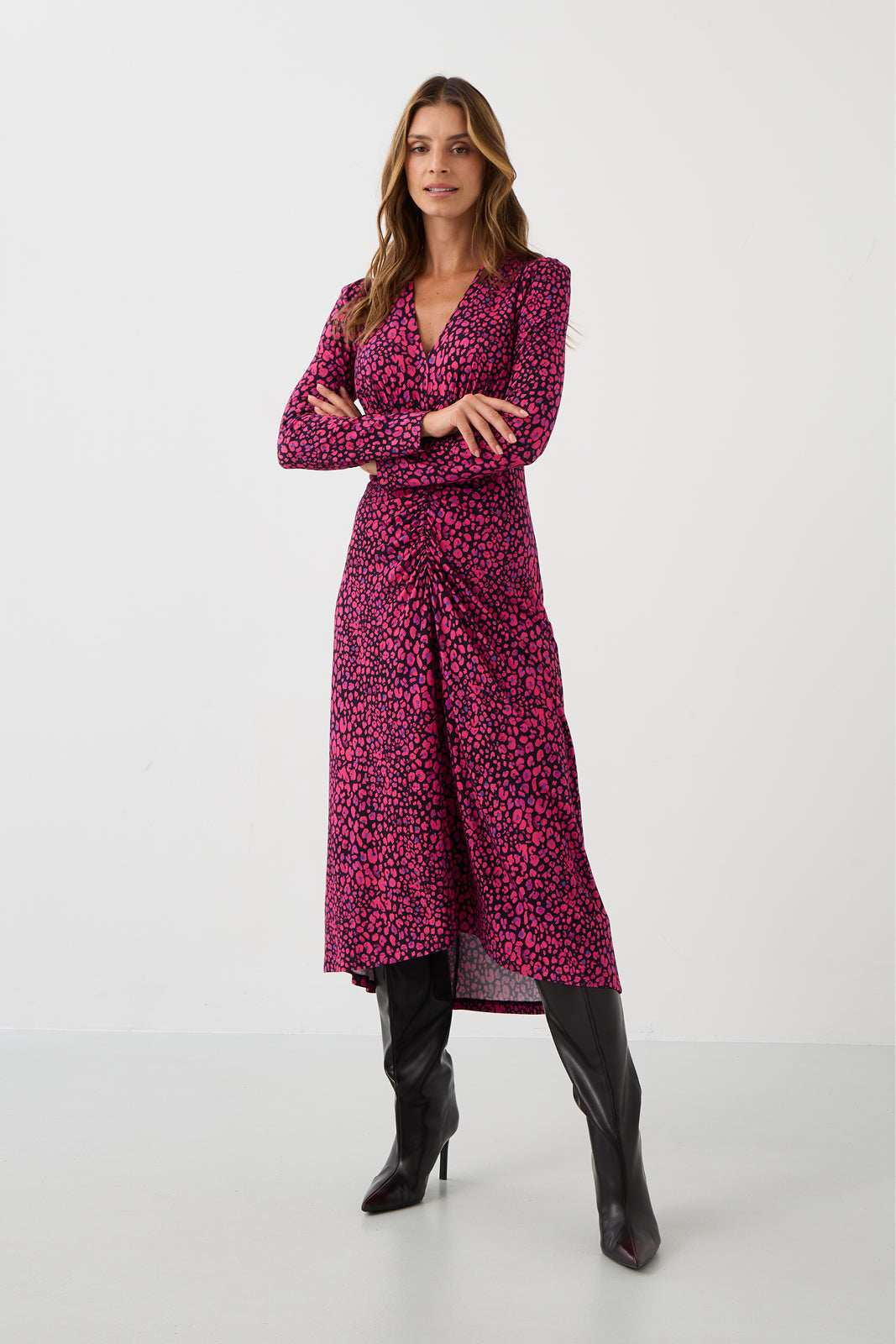 Sukienka MUSE print mini leo pink & art blue