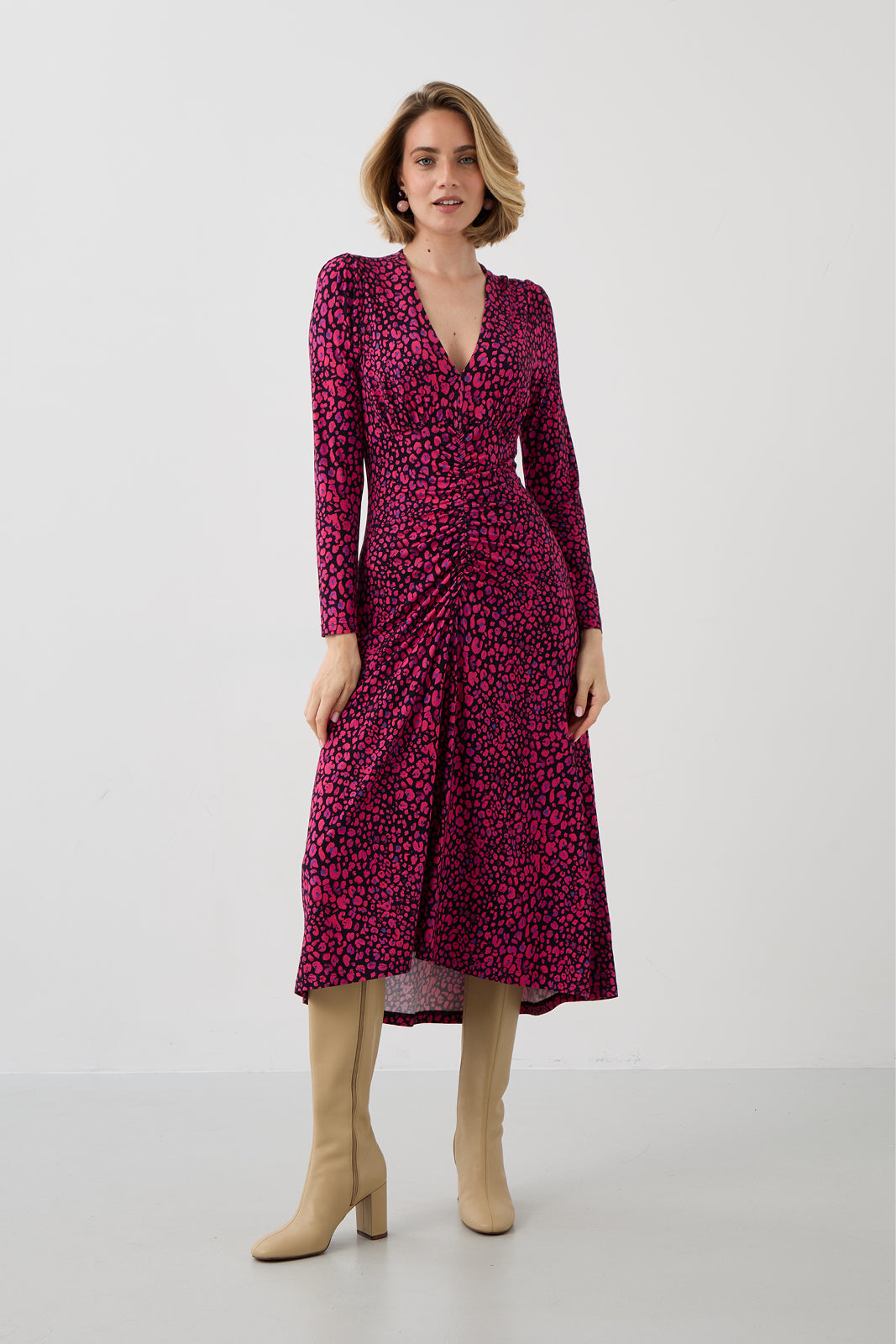 Sukienka MUSE print mini leo pink & art blue