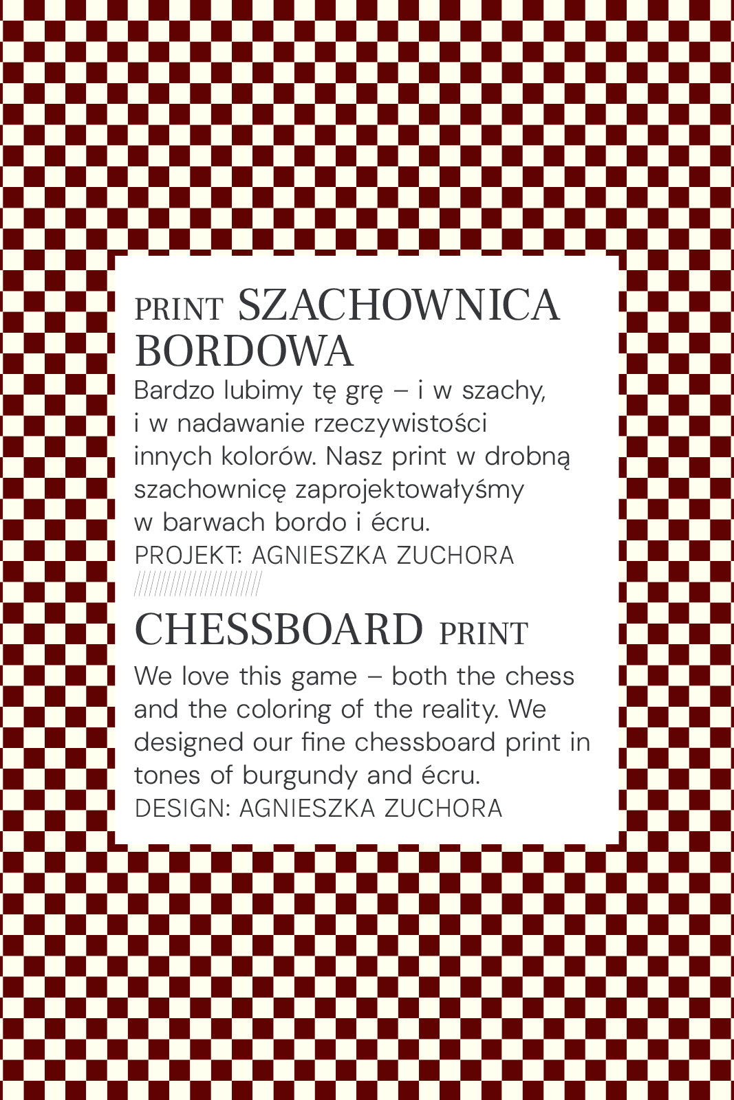 RZYMSKIE WAKACJE print szachownica bordowa