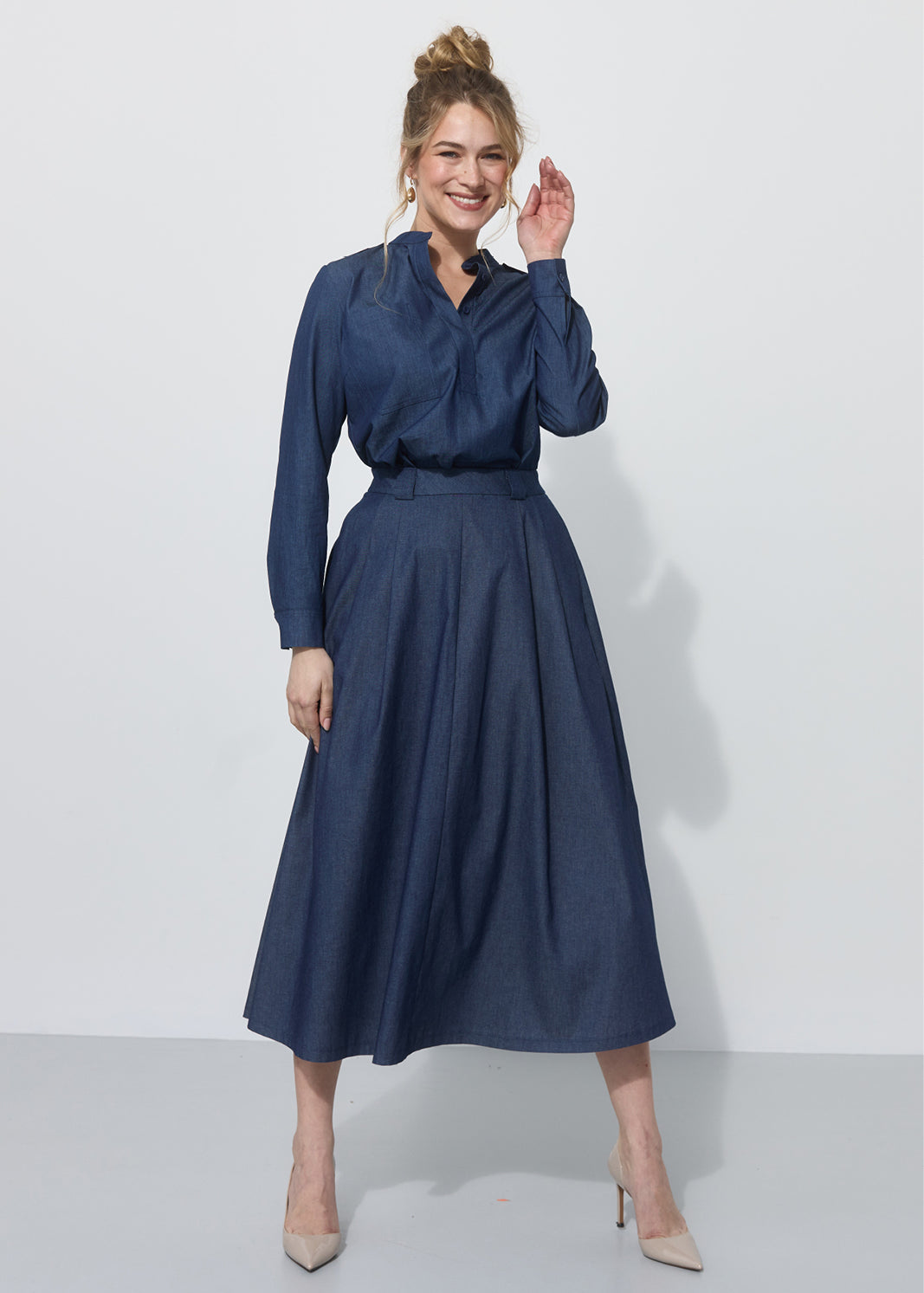 SPÓDNICA GARNITUROWA 7/8 navy blue jeans