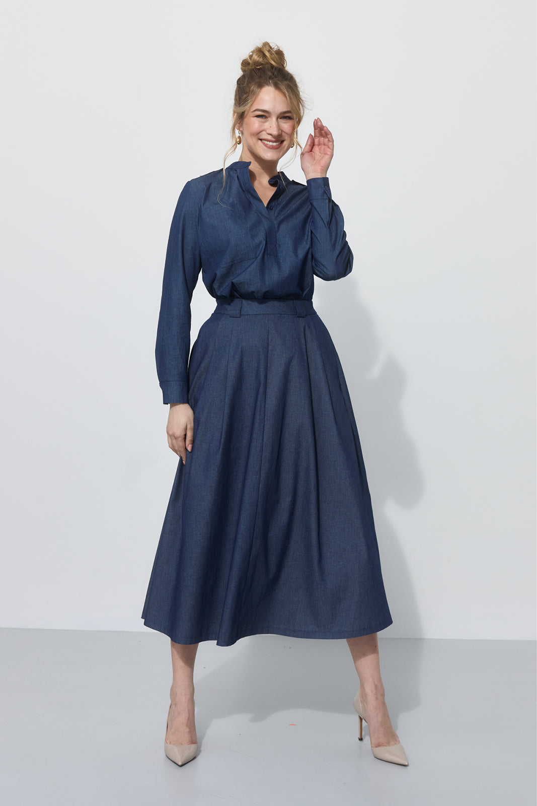 SPÓDNICA GARNITUROWA 7/8 navy blue jeans