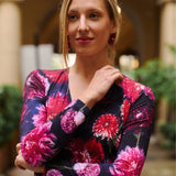Sukienka DREAMGIRL z długim rękawem print dalie