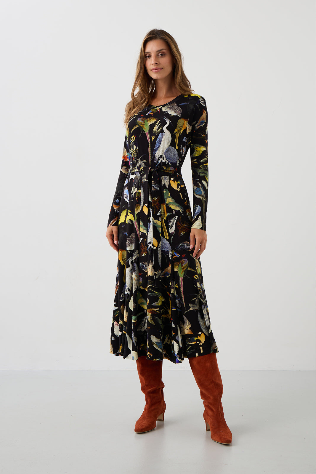 Sukienka KLIN LADY print ptaki Warszawy