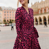 Sukienka MON AMOUR print leo pink & black