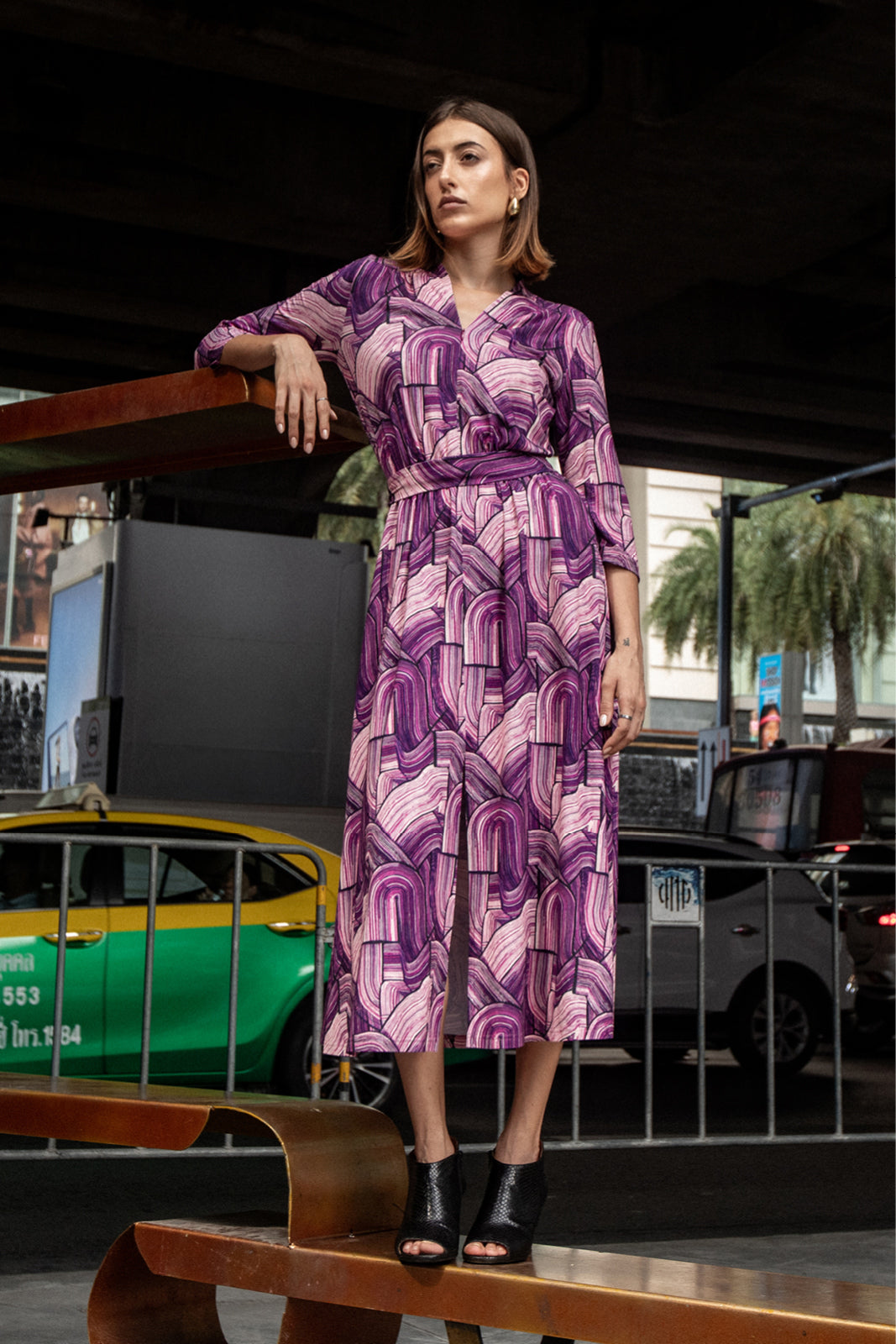 LIBERTY DRESS print violet brush