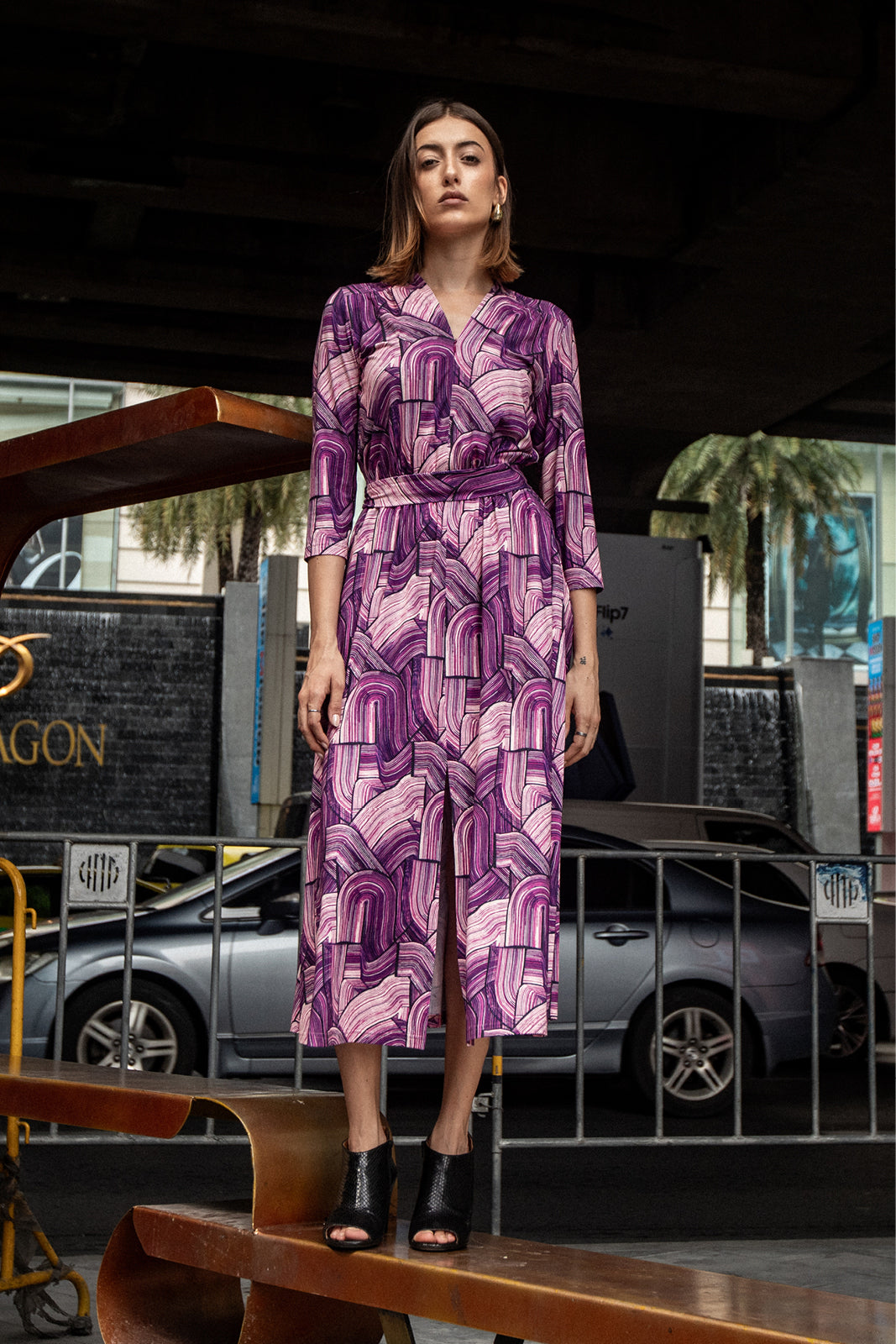 LIBERTY DRESS print violet brush