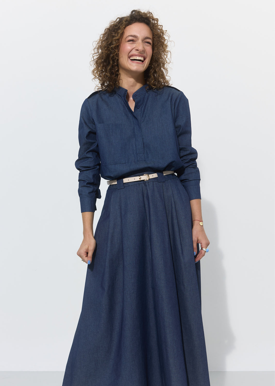 SPÓDNICA GARNITUROWA 7/8 navy blue jeans