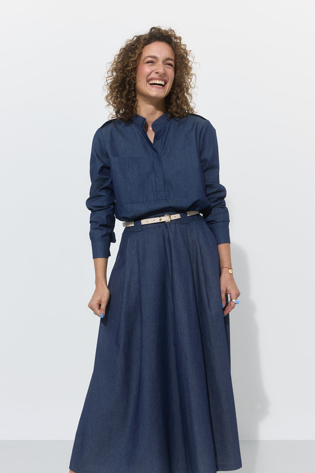 SPÓDNICA GARNITUROWA 7/8 navy blue jeans