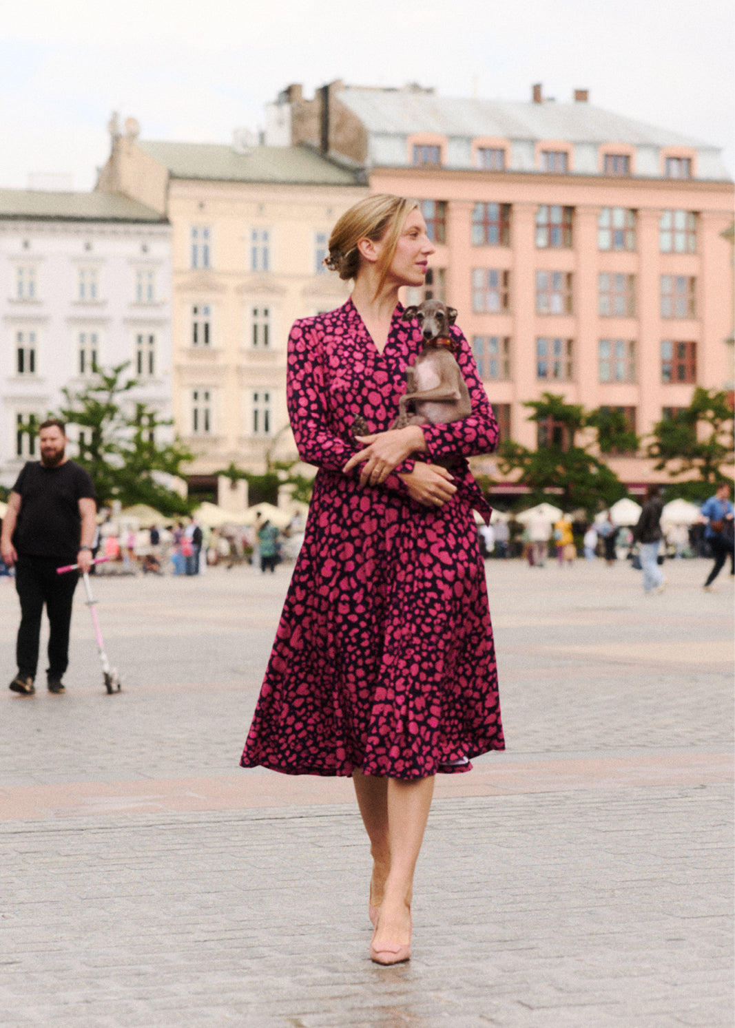 Sukienka MON AMOUR print leo pink & black