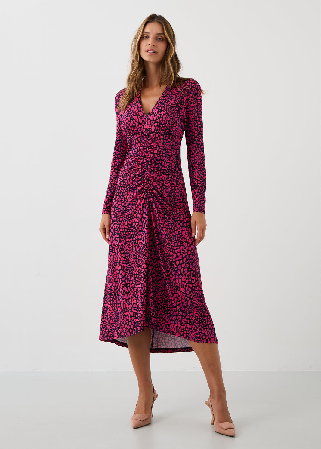 Sukienka MUSE print mini leo pink & art blue