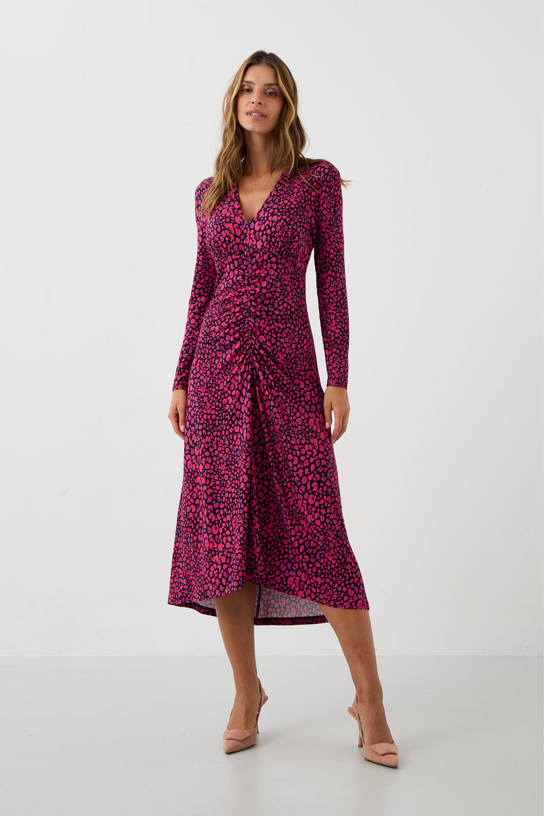 Sukienka MUSE print mini leo pink & art blue