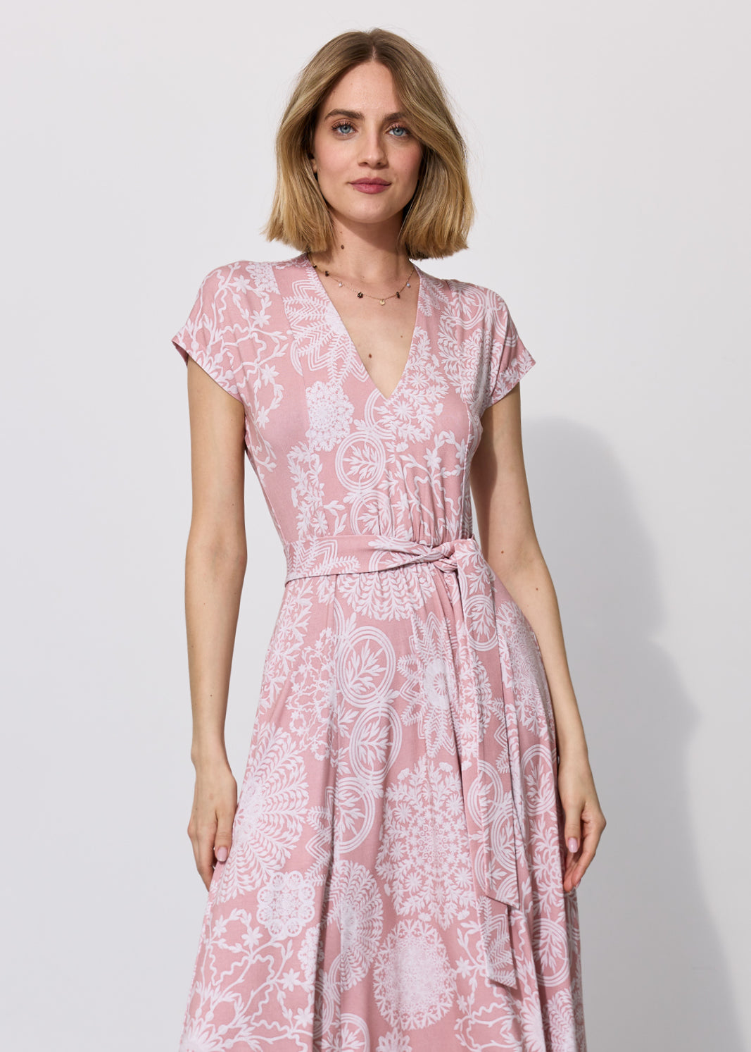 Dress TOSKANIA folk cut-out print pink