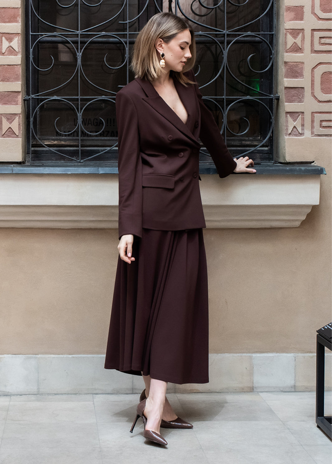 SPÓDNICA GARNITUROWA 7/8 espresso