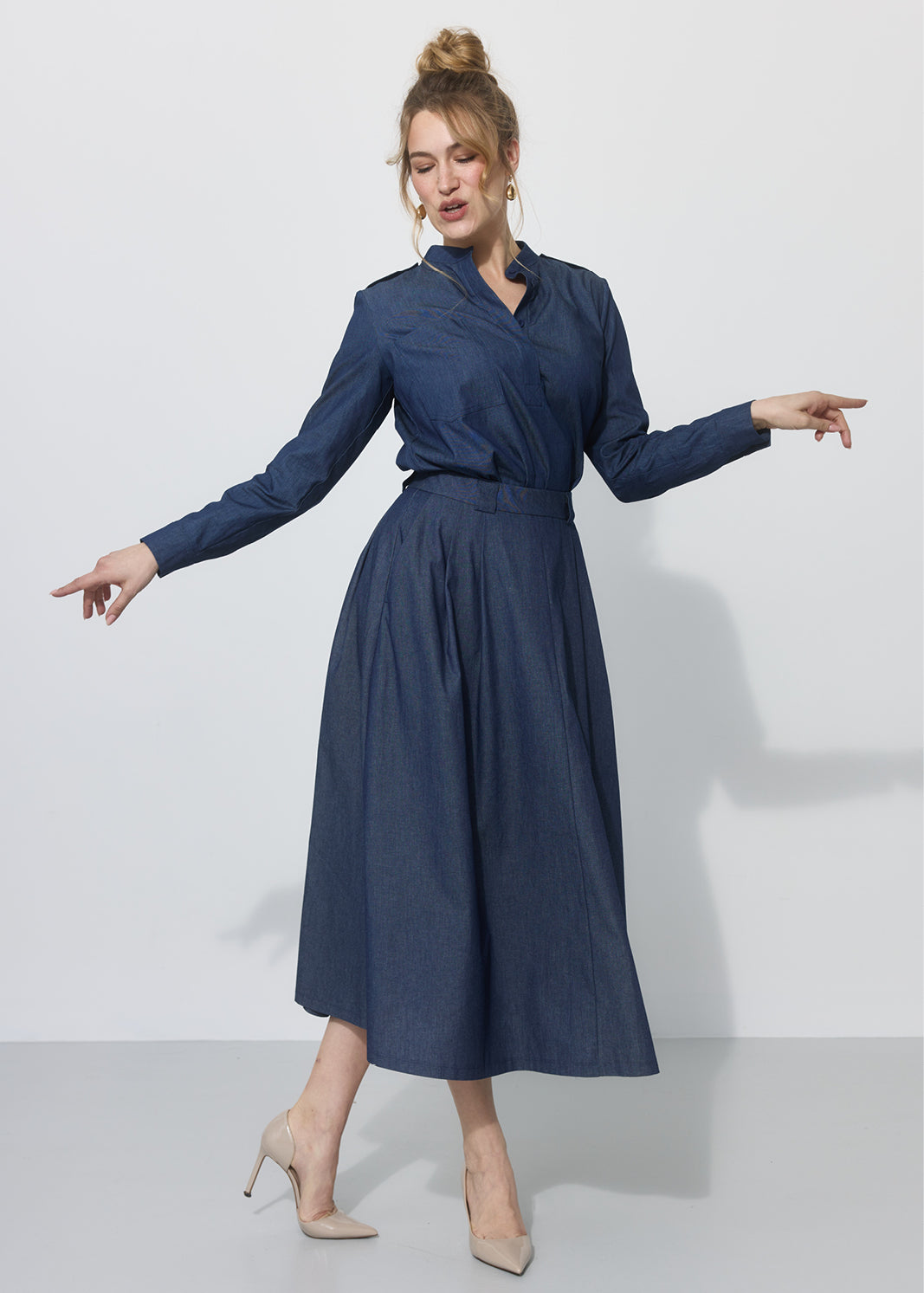 SPÓDNICA GARNITUROWA 7/8 navy blue jeans