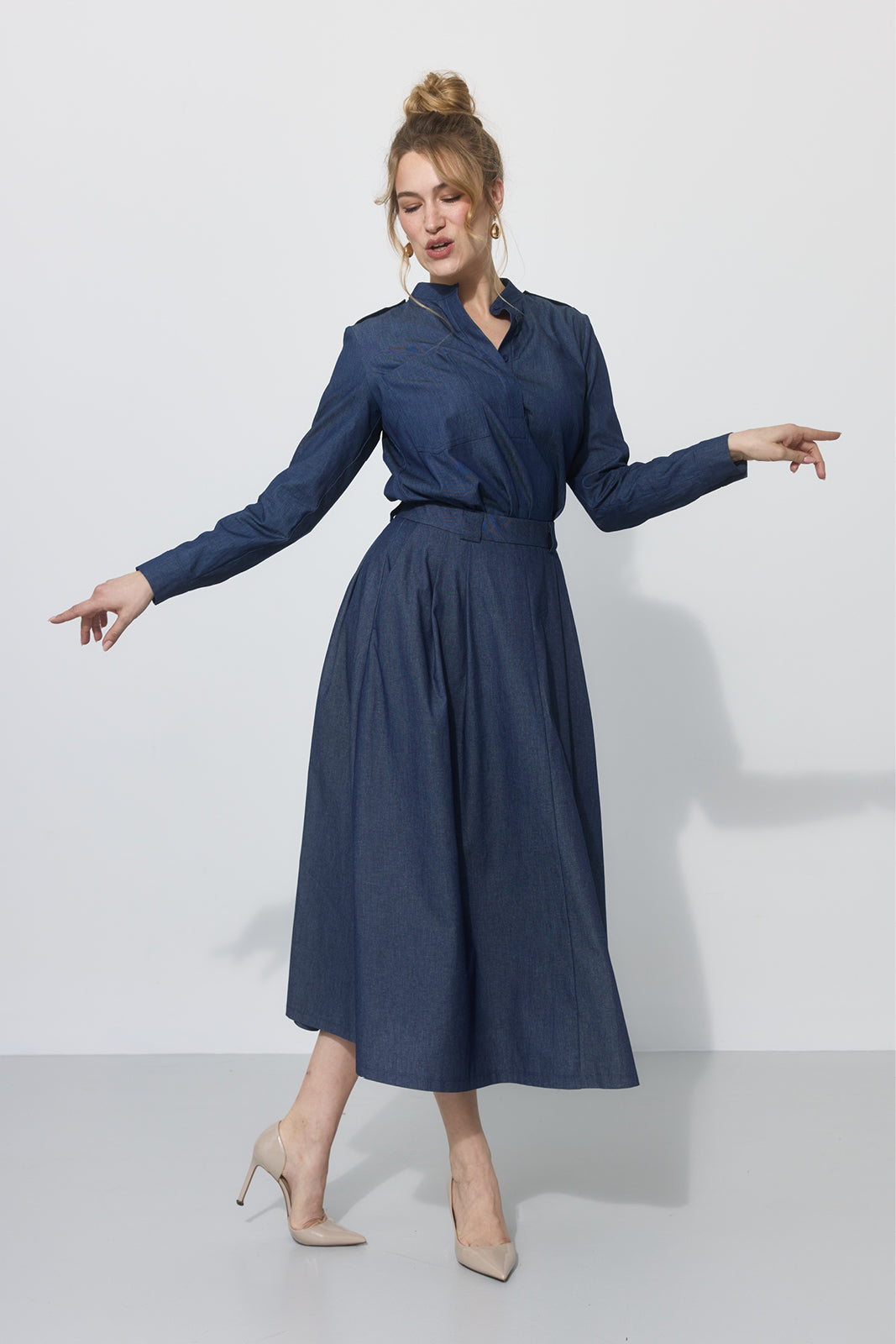 SPÓDNICA GARNITUROWA 7/8 navy blue jeans