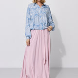 SHIRT ROMANTIC folk cut-outs print blue