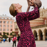 Sukienka MON AMOUR print leo pink & black