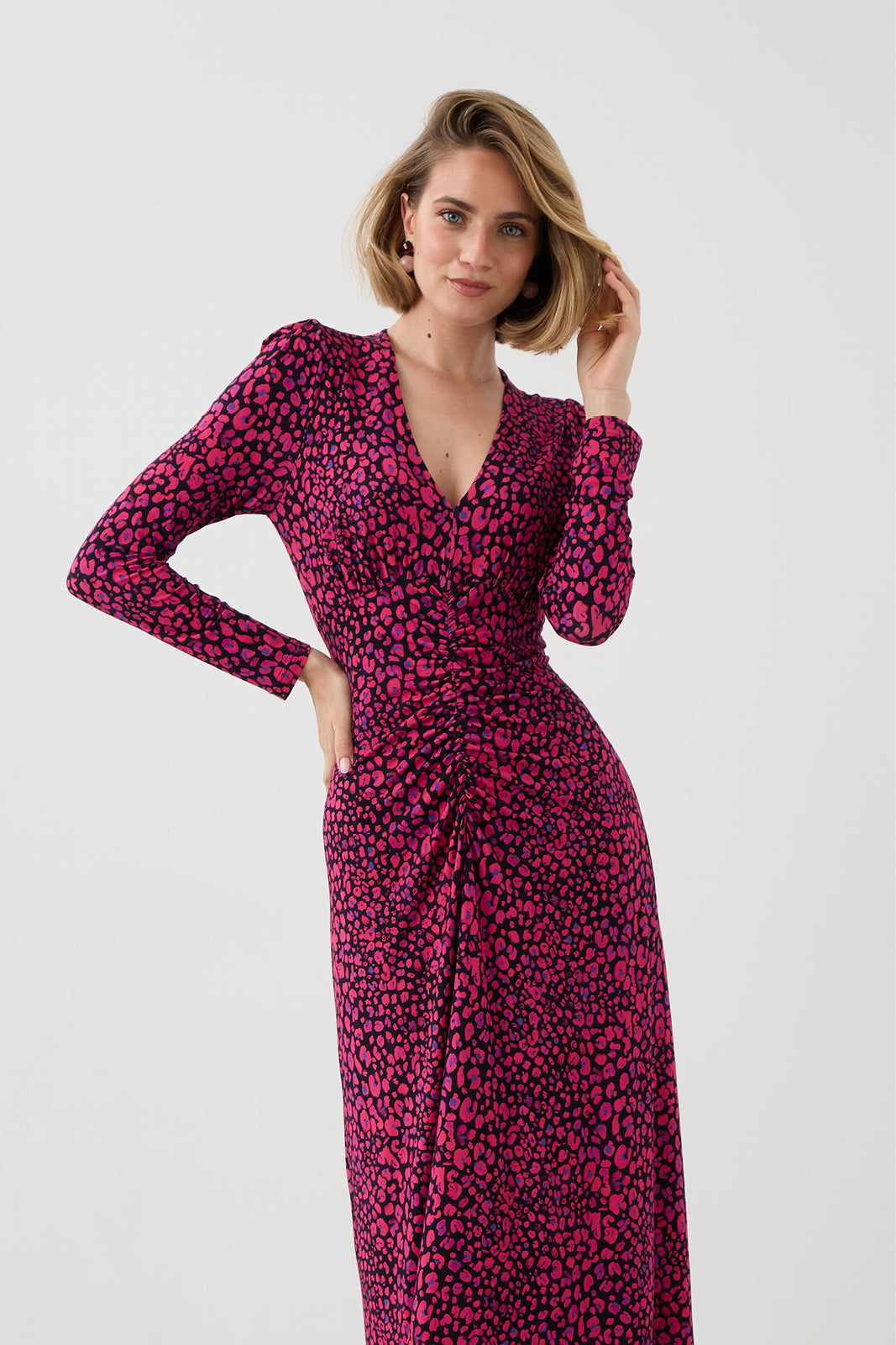 Sukienka MUSE print mini leo pink & art blue