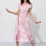 Dress TOSKANIA folk cut-out print pink