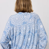 SHIRT ROMANTIC folk cut-outs print blue