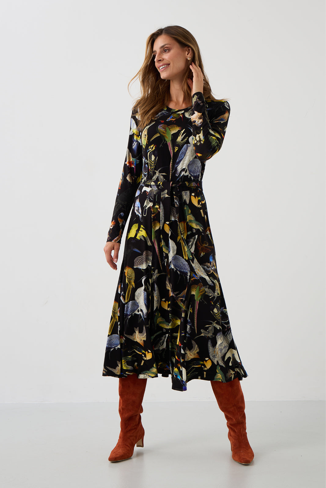 Sukienka KLIN LADY print ptaki Warszawy