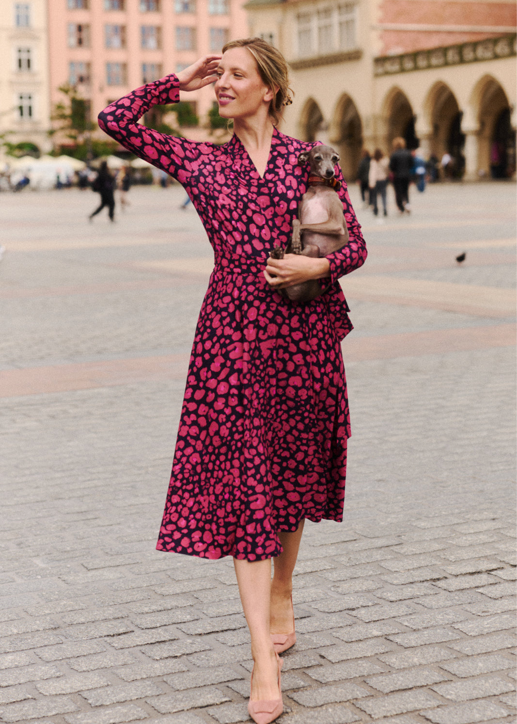 Sukienka MON AMOUR print leo pink & black