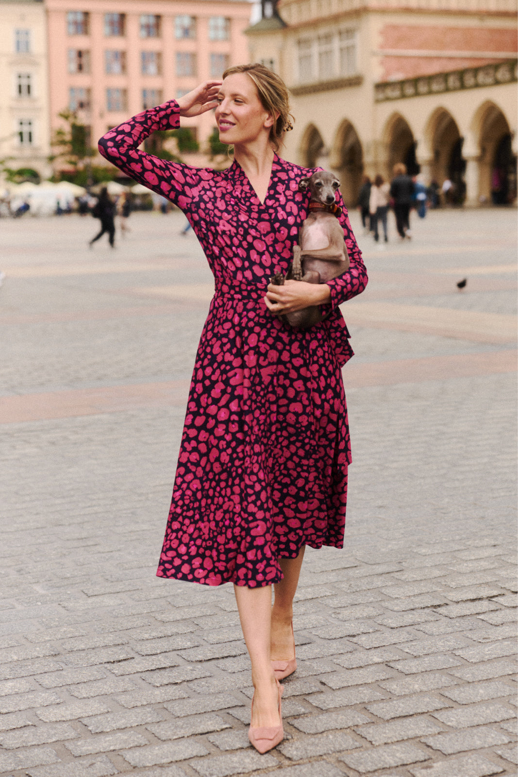 Sukienka MON AMOUR print leo pink & black